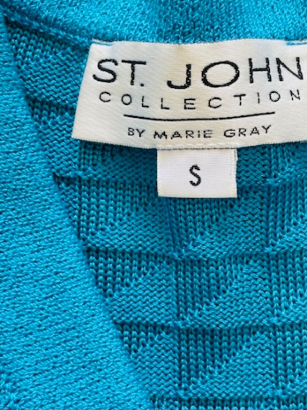 St. John Collection Santana Knit Pantsuit Teal 2 Piece Luxe Knit Wide Leg Small - Picture 6 of 12